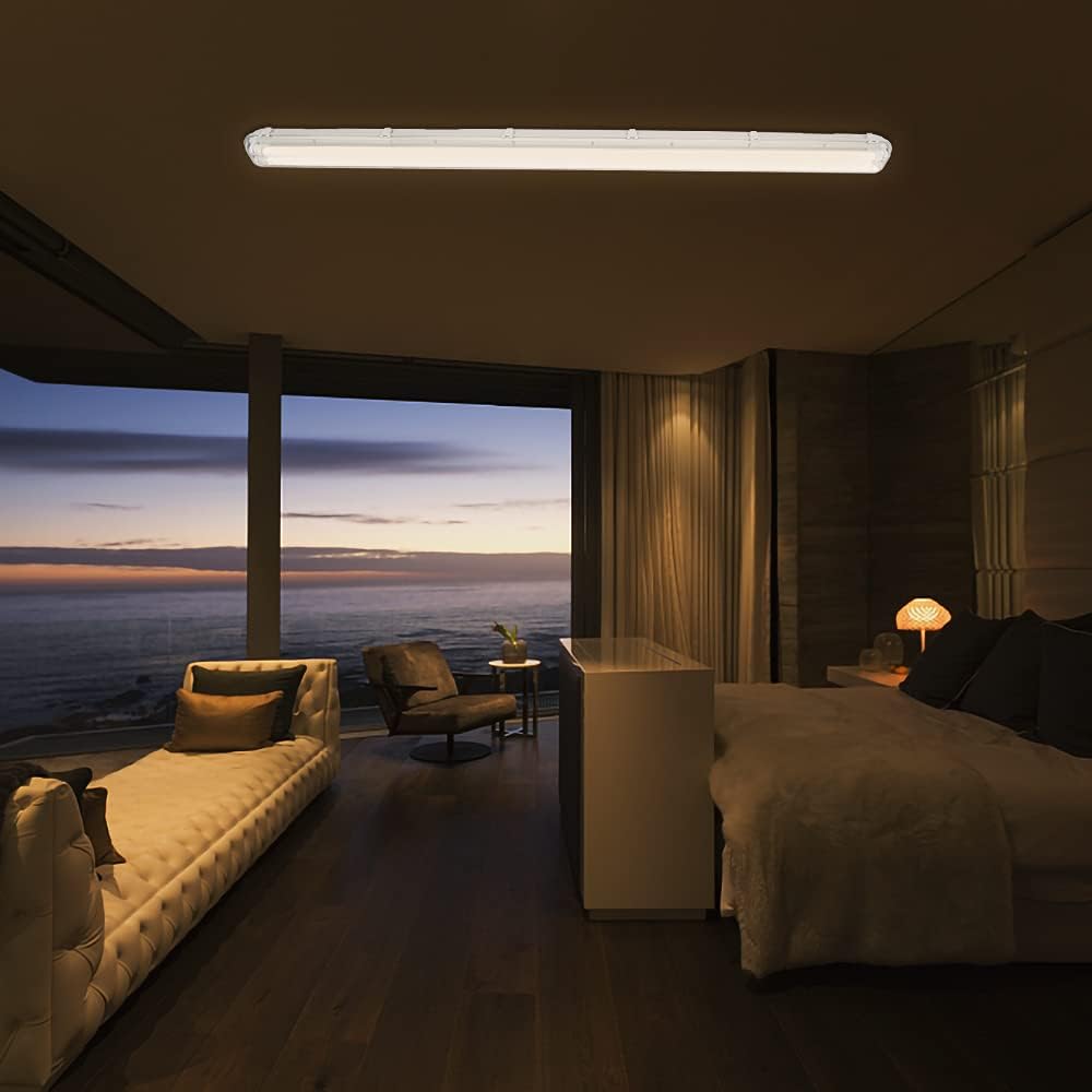 24W Feuchtraumleuchte LED 150cm, Wannenleuchte T8-Doppelleuchte 4000K 4080lm, 50000H, IP65 Werkstattlampe Badlampe Leuchtstoff Röhren Garagenlampen, Bürodeckenleuchte