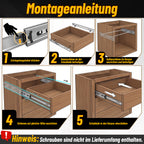 Vollauszug-Schubladenführungen mit automatischer Rückstellfunktion, Kugellagerführung, aus verzinktem Stahl; Schubladenführungen mit einer Tragkraft von bis zu 45 kg pro Paar, in verschiedenen Größen erhältlich.