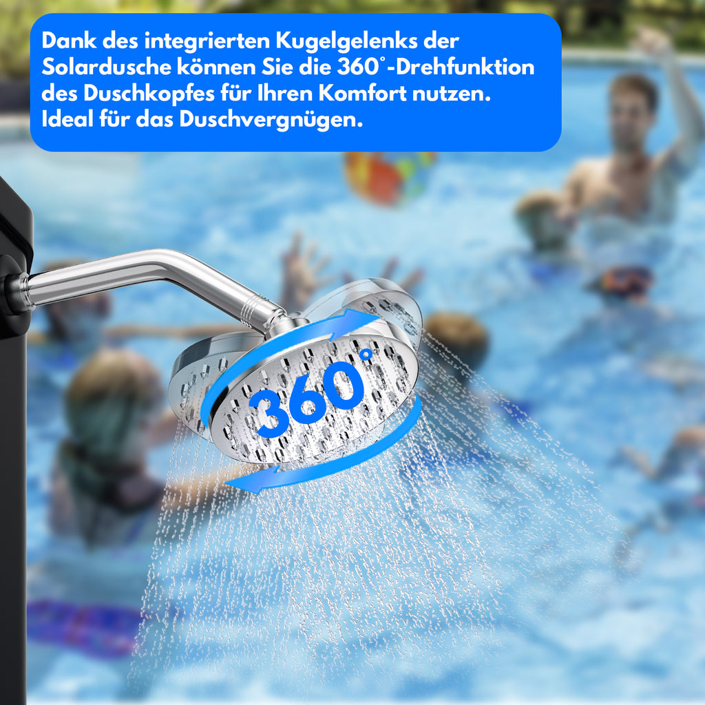 Solardusche - 35 Liter Solar Gartendusche mit Schutzabdeckung, 180°verstellbarer Duschkopf, erhitzbar bis 60°C - perfekt für Garten und Haushalt