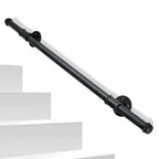 Treppengeländer, Geländer für Innen- und Außentreppen, schwarze Handläufe, wandmontierte Handläufe (inklusive Befestigungszubehör), wandmontierte Halterungen für Treppenhandläufe, geeignet für Treppen, Geländer und Balkone (100 cm/150 cm/200 cm/300 cm)