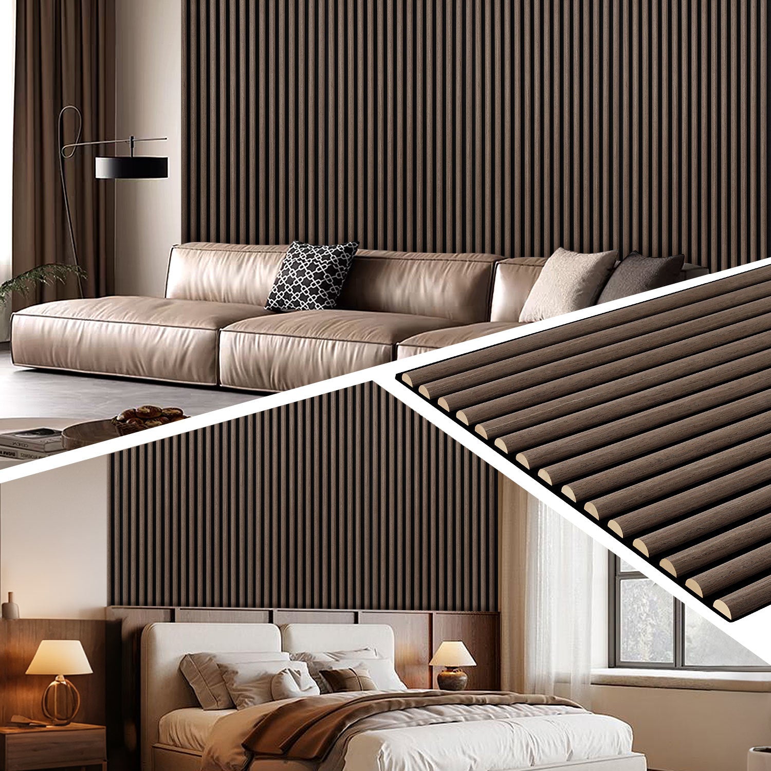Schallabsorptionsplatten, 120 x 60 cm, für gewölbte Wände, aus Holz und Filz, schalldämmend, Holzoberfläche, geeignet für die Wandgestaltung in Aufnahmestudios und Privathaushalten, große Abdeckfläche, Farbe: Weißeiche/Schwarznussbaum, 1–4 Stück