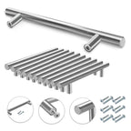 10er-Pack silberfarbene Edelstahl-Schrankgriffe, T-förmige Griffe mit einem Durchmesser von 12 mm, Türgriffe und Stangengriffe, Lochabstände 96/128/160 mm, hochwertige Möbelgriffe für Küchenschränke und Schubladen