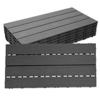 WPC-Fliesen, 30 x 60 cm, Terrassenfliesen, Klickfliesen, Balkonfliesen mit Holzoptik, witterungsbeständige Platten mit Entwässerungsfunktion, geeignet für Terrassen, Balkone und Gärten, braun/rotbraun/dunkelgrau/teakfarben (6 Stück = 1 Quadratmeter)