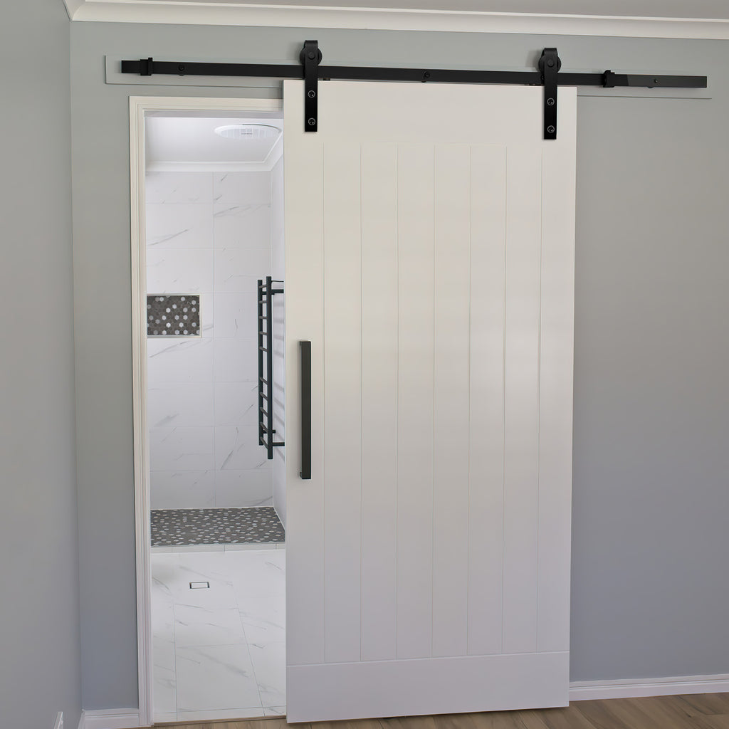 Beschläge für schwarze Schiebetüren, Beschläge für rechteckige Schiebetüren, Schienen für Schiebetüren, geräuscharmer Lauf, erhältlich in den Längen 152 cm, 183 cm, 200 cm, 244 cm und 363 cm (Tür nicht im Lieferumfang enthalten)