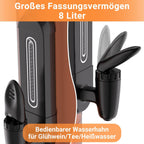 Glühweinkocher 8L / 1500W, Einkochautomat aus Edelstahl Glühweinkessel Glühweinautomat Heißgetränkeautomat Temperatur von 30-110°C Heißwasserspender mit 10x Becher Kupfer