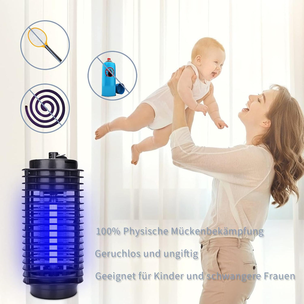 Mückenvernichter, 3-W-UV-LED-Insektenfalle, Mückenlampe, Reichweite 20 Quadratmeter, inklusive Mückenlampe, Fliegenfalle und Insektenfalle für den Innen- und Außenbereich, geeignet für Innenräume, Gärten, Terrassen und Restaurants