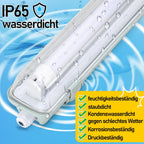 LED Feuchtraumleuchte Wannenleuchte 150cm 24W, 2400 Lumen 6500K, IP65 Wasserfest mit T8 LED Röhre für Garage Werkstatt Keller Außenbereich