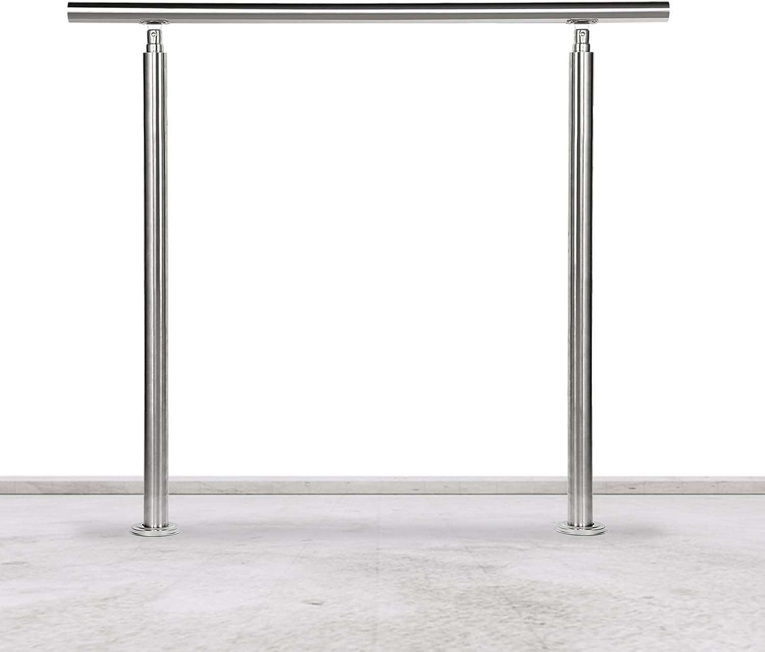 Handlauf Edelstahl 80/100/120/150/160/180 cm, Treppengeländer ohne Querstreben | Rostfrei, Wetterfest, Gebürstet, Winkelverstellbar für Innen & Außen und für Treppen, Balkon & Eingang