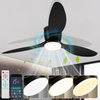 Deckenventilator mit Beleuchtung und Fernbedienung, Ø 132 cm Deckenlampe mit Ventilator dimmbar, 3 Farbtemperaturen und 6 Stufen, Sommer-/Winterfunktion, mit Timer, Schwarz