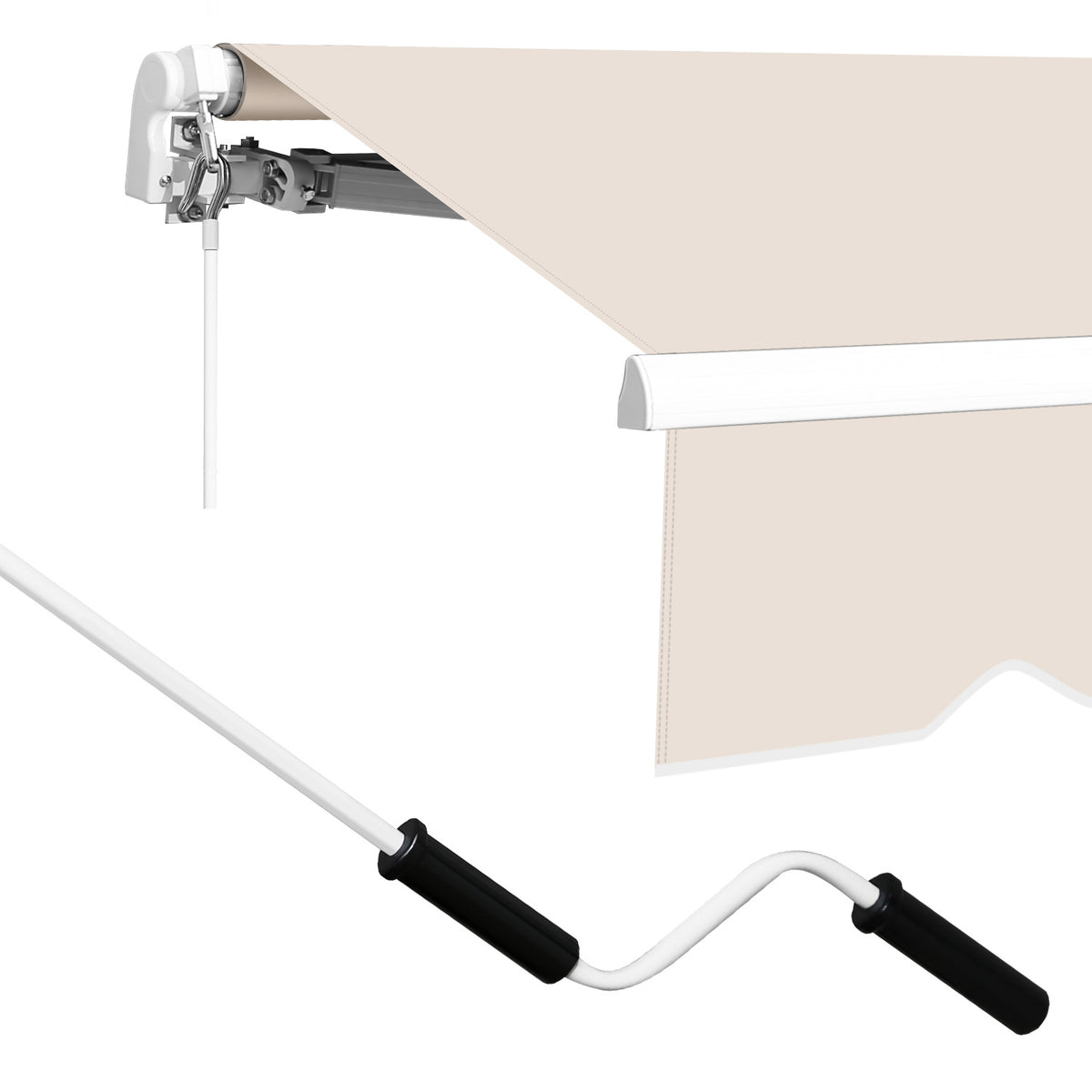 Manuelle Klappmarkise, 350 x 300 cm, mit Kurbel, UV-beständig und wasserdicht, aus Aluminium/Polyester, geeignet für Balkon, Terrasse und Garten, in vier Ausführungen erhältlich