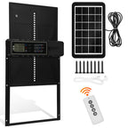 Automatisches Solartor für Hühnerställe mit LCD-Display und Fernbedienung | Elektrisches Hühnerstalltore mit Zeitschaltuhr, Hindernis-Stopp-Alarm, USB-C-Anschluss und Schutzklasse IPX4, geeignet für Hühnerställe, mit Einklemmschutz