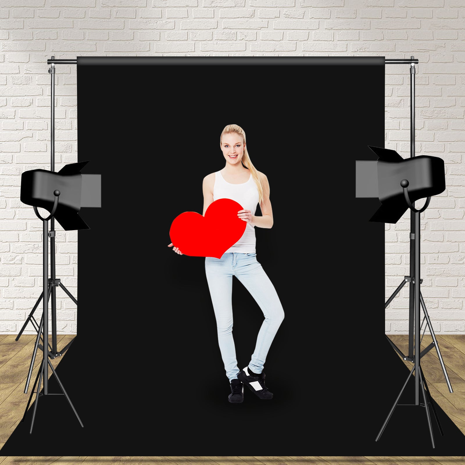 Hintergrund Ständer, 2x3M Hintergrundsysteme mit 3 Hintergrundstoffe (Grün/Weiß/Schwarz), Fotostudio Hintergrundsystem für Green Screen, Portrait und Videoaufnahme