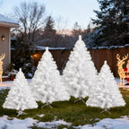 120–210 cm großer künstlicher Weihnachtsbaum aus Kunststoff, künstlicher Weihnachtsbaum, mit 18 cm langen Zweigen, schnell aufzubauen, zusammenklappbar, flammhemmend, inklusive Ständer aus Kunststoff/Metall, weiß/grün