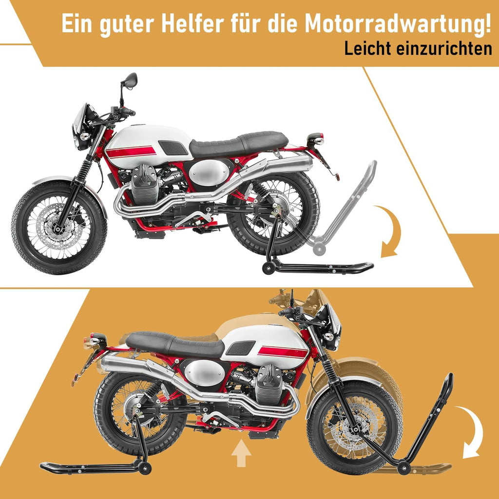 Motorradständer hinten & vorn Motorrad Set, Motorrad Ständer Motorrad Heber mit 4 Rollen Motorrad Hebebühne, Stabilität, Belastbar bis 300 kg