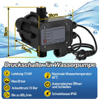 Pumpensteuerung, Druckschalter mit Kabel, 10 bar, mit Bar-Anzeige, der Druckschalter überwacht den Wasserdruck – automatisches Ein- und Ausschalten, Gartenhäuschen