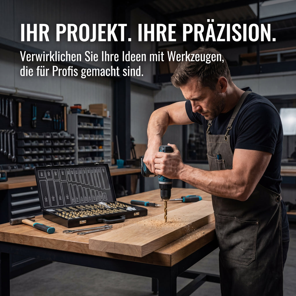 230-teiliges Set aus titanbeschichteten Schnellarbeitsstahl-Spiralbohrern, geeignet für Metall, Durchmesser 1–13 mm, gemäß DIN 338, inklusive Aufbewahrungskoffer, geeignet für Metall- und Holzbearbeitung, Reparaturen sowie den Einsatz in der Werkstatt