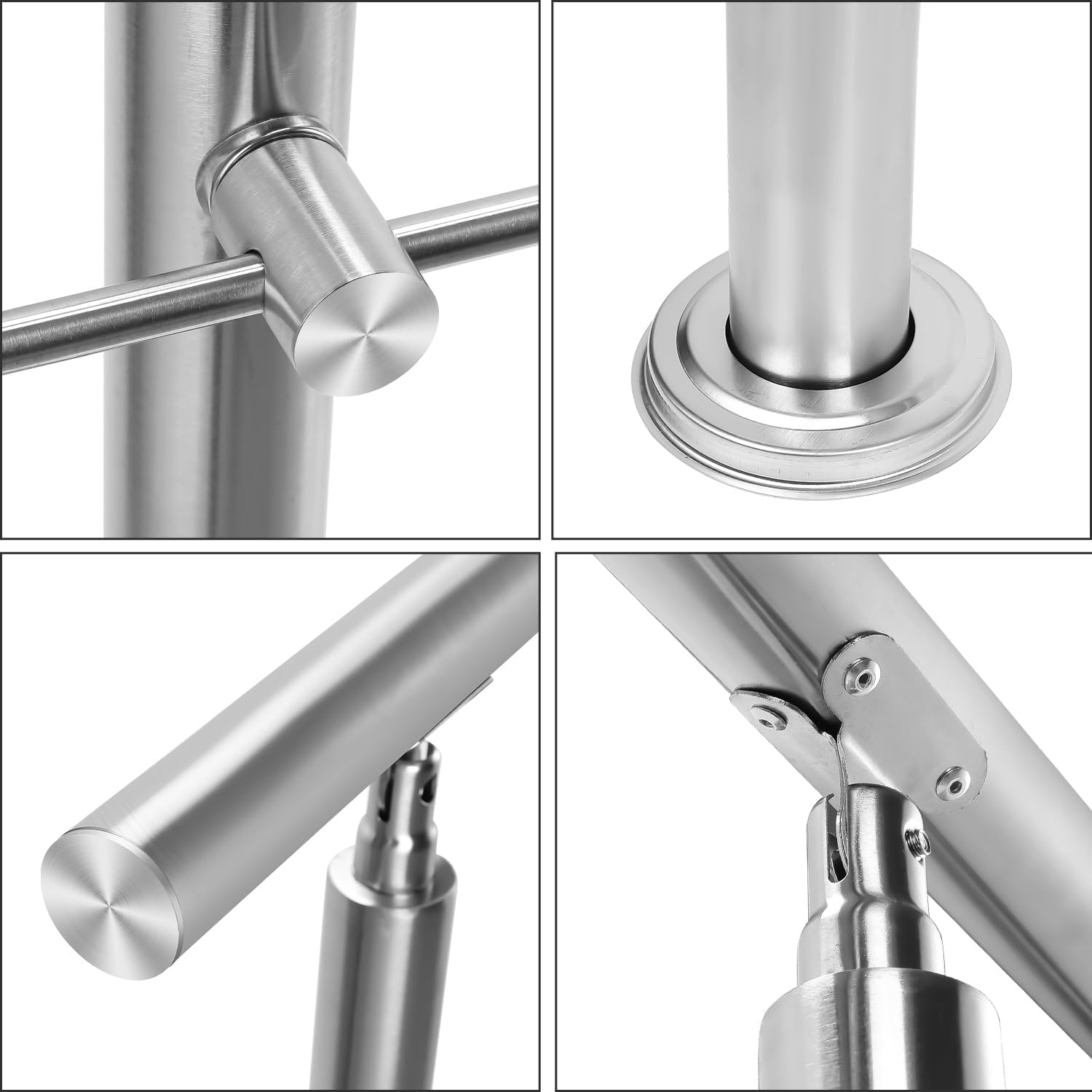 Handlauf Edelstahl 80/100/120/150/160/180 cm, Treppengeländer ohne Querstreben | Rostfrei, Wetterfest, Gebürstet, Winkelverstellbar für Innen & Außen und für Treppen, Balkon & Eingang