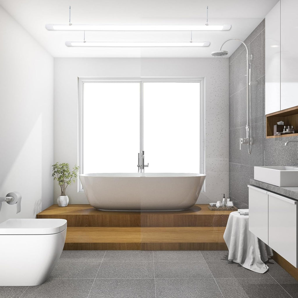 Feuchtigkeitsbeständige Leuchte, 18/36/48 W, 4000 K, neutralweißes Licht, wasserdichte LED-Badezimmerleuchte gemäß IP65-Standard, geeignet für feuchte Umgebungen wie Garagen, Werkstätten, Keller, Abstellräume und Büros [Energieeffizienzklasse F]