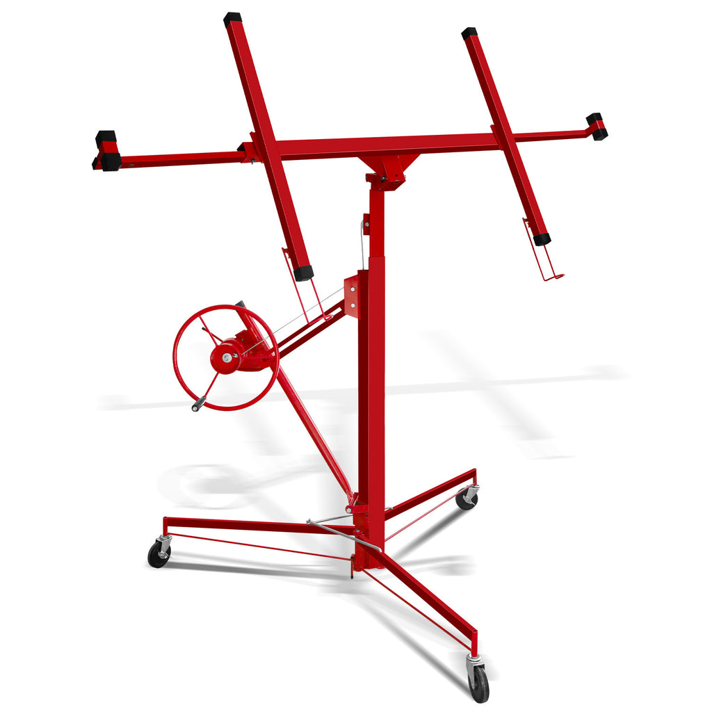 Gipskarton-Hebebühne, zusammenklappbar, XXL-Ausführung, 140 cm – 350 cm, einstellbare Arbeitshöhe, Tragkraft 68 kg, maximale Ausladung für Gipskartonplatten 290 cm