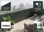 PVC Sichtschutzmatte Balkon Grün – Rundrohr mit Verstärkungsstreifen, Balkon Sichtschutz ohne Bohren, Windschutz & Sichtschutz für Gartenzaun, Terrasse & Geländer