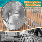 Brennholz Poolheizung, Poolheizung mit Feuer, Poolheizung Feuertonne, Edelstahl Pool beheizt Feuer Eimer 32/38mm Anschlüsse, 100% rostfreier Edelstahl mit Feuerfeste Matte und Rußschublade