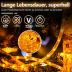 10/20/30 Meter lange LED-Lichterkette für den Außenbereich, gelbe LED-Lichterkette, 8 Leuchtmodi mit Speicherfunktion, wasserdichtes Design, geeignet für Garten, Weihnachtsfeiern und Hochzeiten