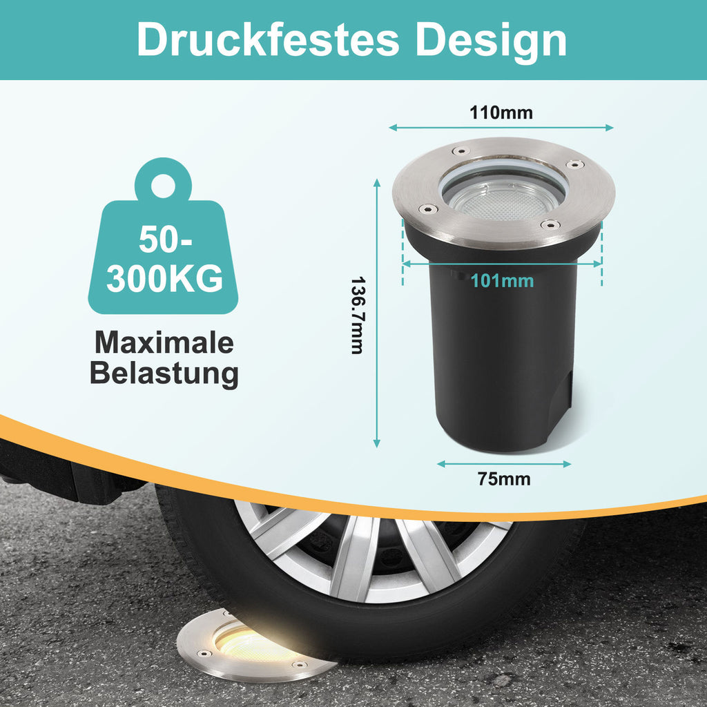 4/8x Bodenleuchte IP67 3W LED Neutralweiß Terrassen Schwenkbar Einbaustrahler