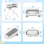 Babybadewanne, Kinderbadewanne, 0–12 Monate, zusammenklappbare Badewanne, grauer Bär (mit Badematte)（副本）