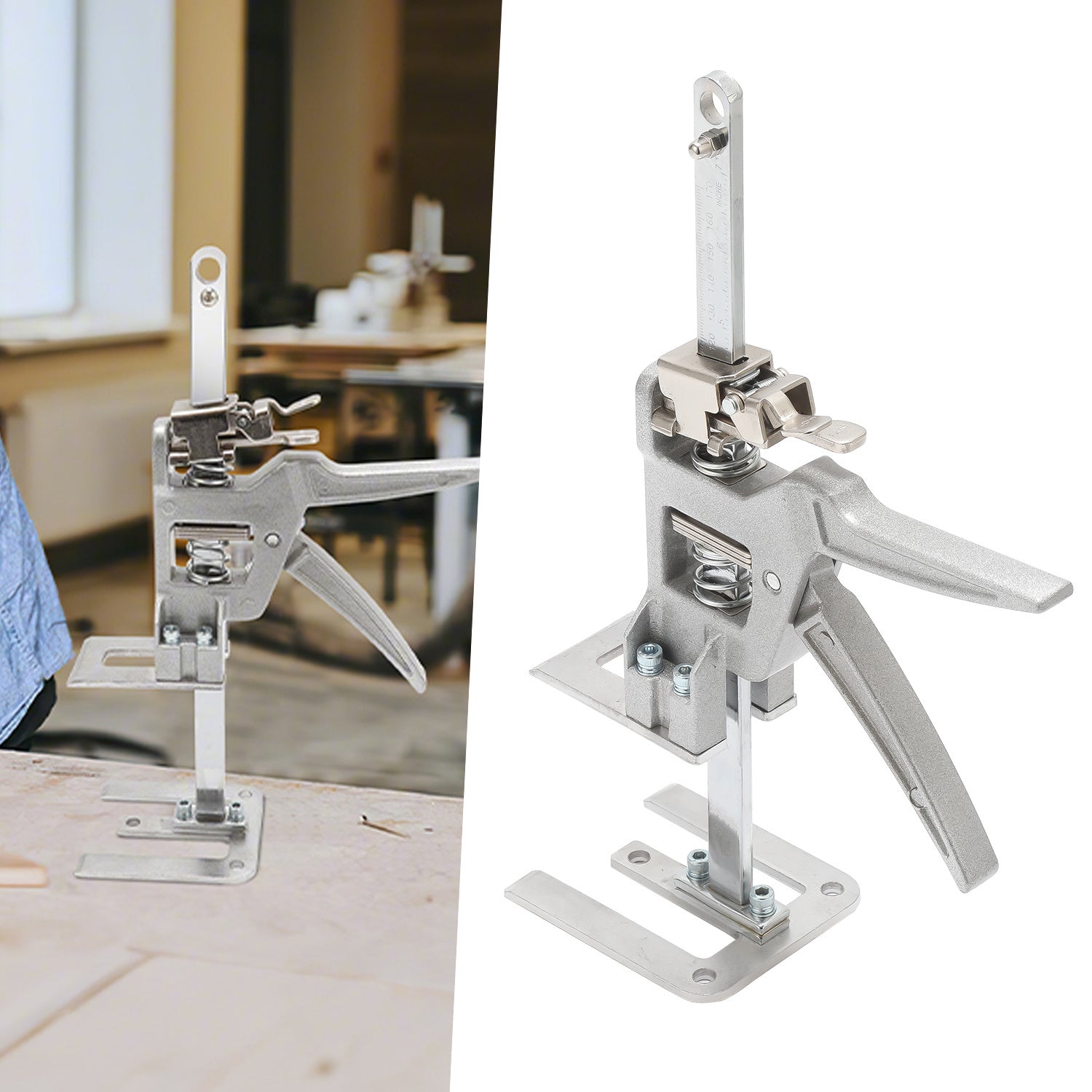 Arbeitssparender Möbelheber 2/4 Stück 30 cm bis 150kg Handwerkzeugheber, Armwagenheber mit Skala & Doppelschnelligkeitsabsenkung, Hubbereich 0-145mm