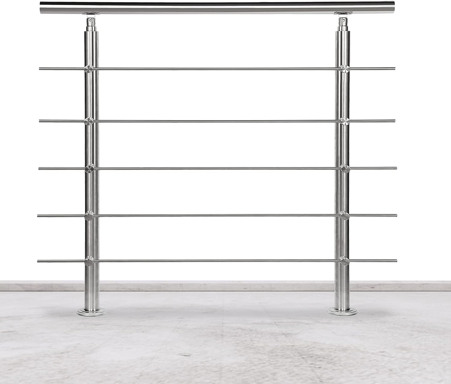 Handlauf Edelstahl 80/100/120/150/160/180 cm, Treppengeländer mit 5 Querstreben | Rostfrei, Wetterfest, Gebürstet, Winkelverstellbar für Innen & Außen und für Treppen, Balkon & Eingang（副本）（副本）（副本）
