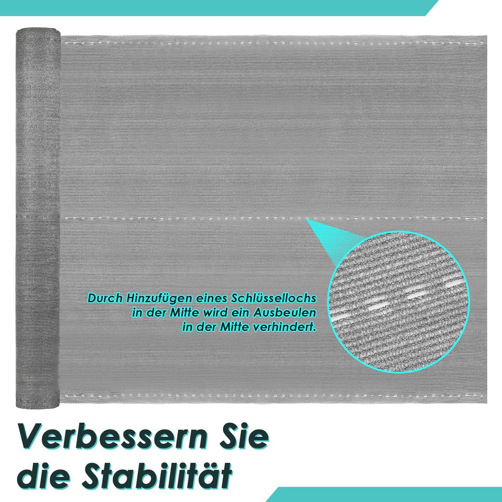 Sichtschutz Zaun, Windschutz Balkon Garten, HDPE 150 g/m², blickdichtes Zaunnetz mit Ösen,verstärkter Rand, UV-stabil, inkl. 50 Kabelbinder – Grau