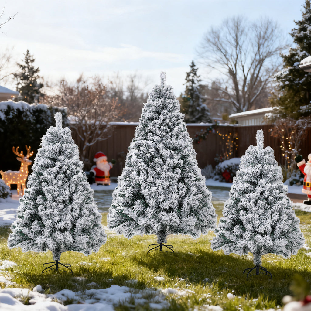 Künstlicher Weihnachtsbaum mit Schneeeffekt, 120/150/180 cm – aus PVC, mit 340/550/860 Zweigen, inklusive Metallfuß und Schnellmontagesystem, geeignet für festliche Weihnachtsdekoration