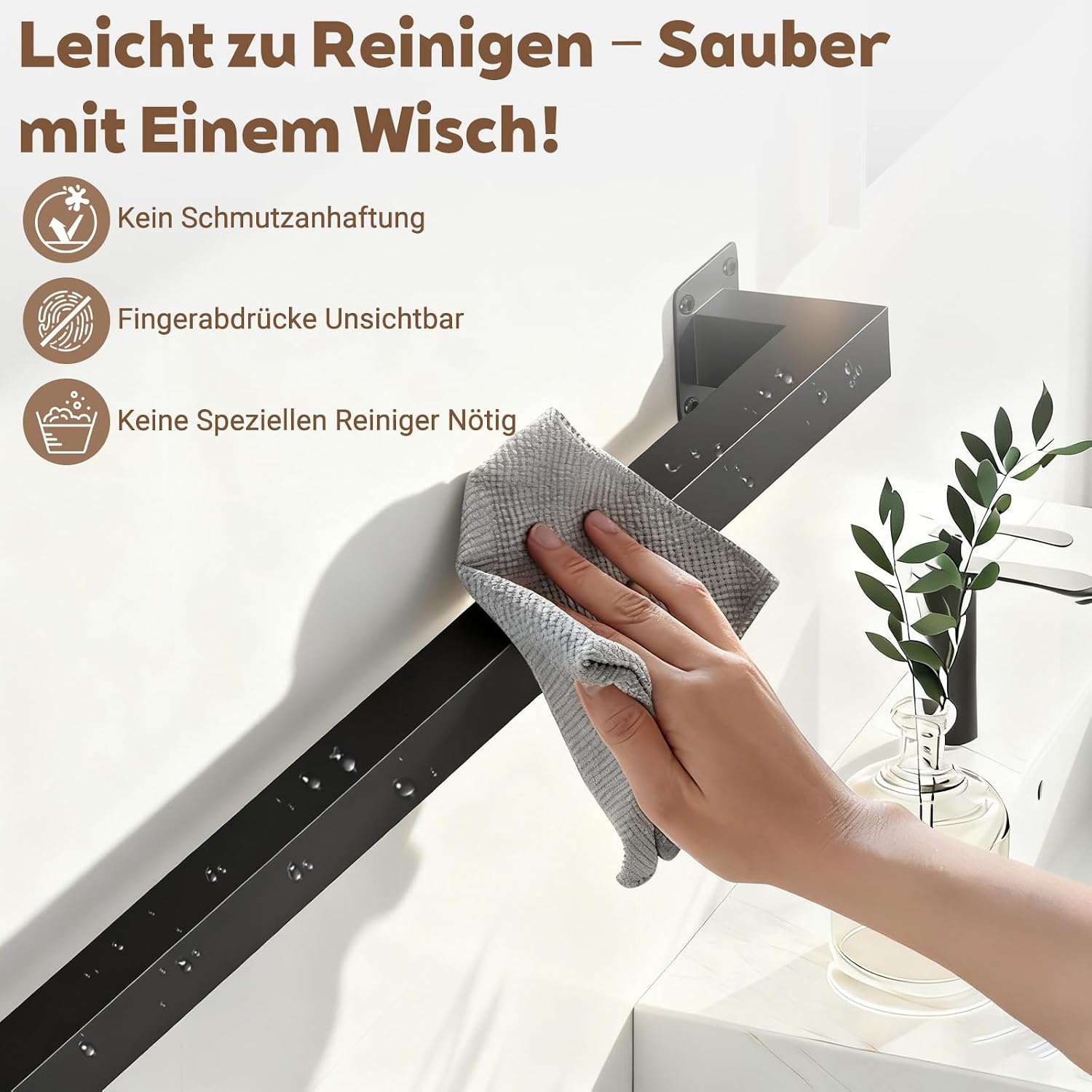 Handlauf Treppengeländer Geländer Schwarz Wandhandlauf Wand Treppe, Quadratisches Rohrdesign, Treppengeländer Innen und Außen für Treppen, Brüstung, Balkon