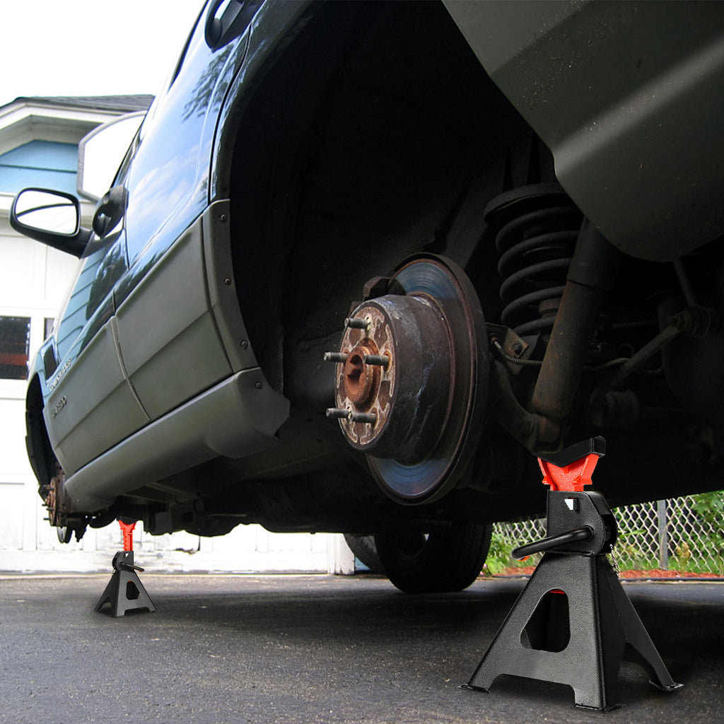 Unterstellböcke 2/4 Stück, Stützböcke Wagenheber Ständer Modellwahl 3T, Wohnwagen Stützbock, Automotive Unterstellbock 285-430 mm Hubhöhe höhenverstellbar (Mit Sicherung und Gummi)