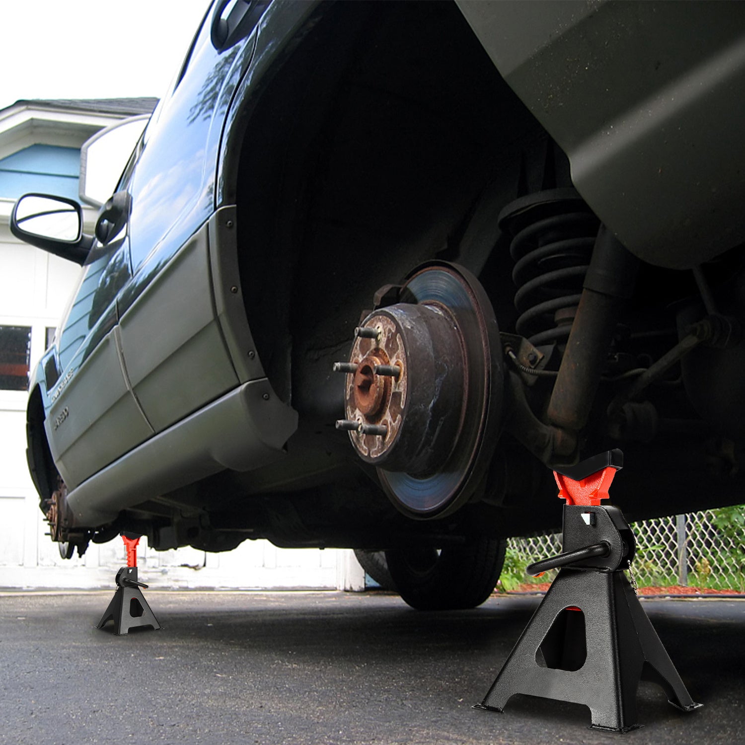Unterstellböcke 2/4 Stück, Stützböcke Wagenheber Ständer Modellwahl 3T, Wohnwagen Stützbock, Automotive Unterstellbock 285-430 mm Hubhöhe höhenverstellbar (Mit Sicherung und Gummi)
