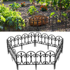 Blumenbeetumrandung aus Kunststoff, einsteckbare Blumenbeetränder, dekorative Umrandung, 33 cm hoch, mit Erdspießen, Set für Gartenblumenbeete, Retro-Stil, schwarz, in zwei Ausführungen erhältlich: 5-teiliges Set und 10-teiliges Set