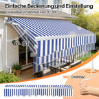 250 x 200 cm Manuelle Klappmarkise,  mit Kurbel, UV-beständig und wasserdicht, aus Aluminium/Polyester, geeignet für Balkon, Terrasse und Garten, in vier Ausführungen erhältlich