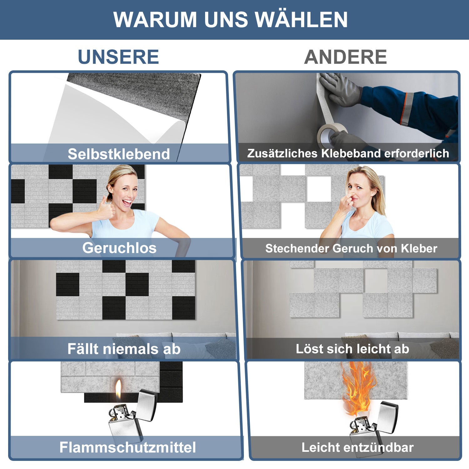 12–36 quadratische Schallabsorberplatten, selbstklebend, schwarz/weiß, hochdichte Schallabsorberplatten, ultradünne Schallabsorberplatten für Wandverkleidungen und Schalldämmung, geeignet für Tonstudios und die Wohnraumgestaltung (30 × 30 × 0,9 cm)
