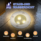 Außen-Bodenstrahler mit LED, 3 W, warmweißes Licht, IP65, Einbau-Bodenstrahler, mattschwarz, rund, für den Außenbereich, 230 V, Einbau-Bodenstrahler für Boden, Garten, Pool, Pflanzen [Energieeffizienzklasse G]