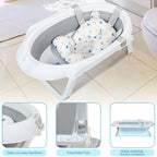 Baby Badewanne mit Ständer 21x48x85CM Badekissen Kinder Faltbare Bad Babywanne Grau