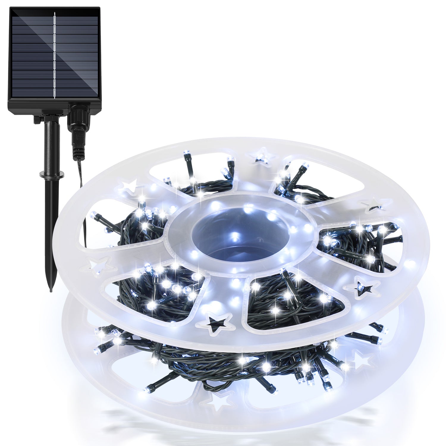 30/50/80/100 Meter lange Solar-Lichterkette für den Außenbereich, 300/500/800/1000 LED-Lämpchen, kaltweißes Licht, USB-Aufladung und Solarstromversorgung, 8 Beleuchtungsmodi und Timer-Funktion, Schutzklasse IP44, geeignet für Garten und Partys