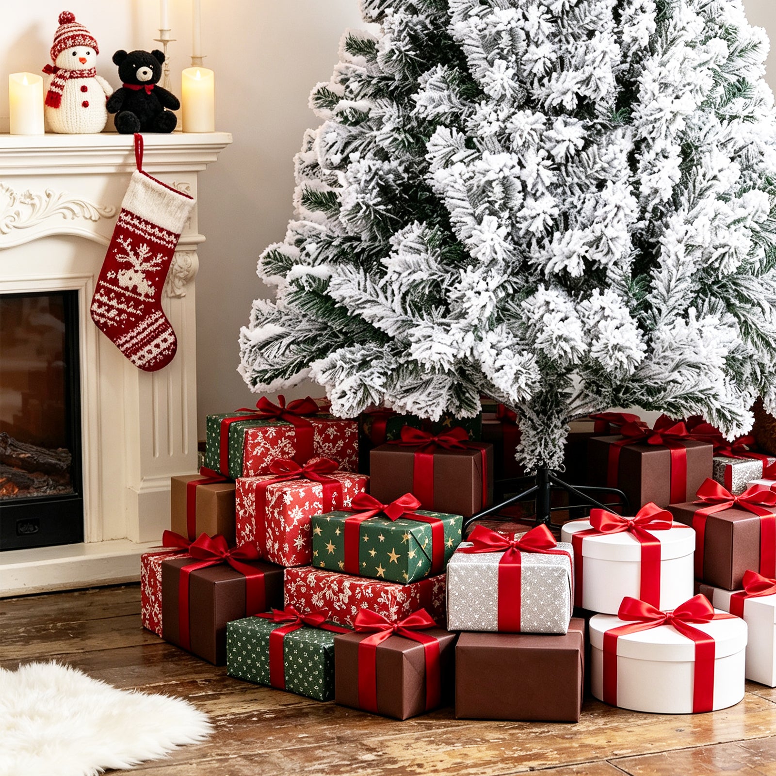 Künstlicher Weihnachtsbaum mit Schneeeffekt, 120/150/180 cm – aus PVC, mit 340/550/860 Zweigen, inklusive Metallfuß und Schnellmontagesystem, geeignet für festliche Weihnachtsdekoration
