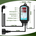 Gewächshausheizung, Timer, Zeitplan & 3000W Digitalregler Ø42-mm-Heizrohr, Haltebügel, Überhitzungsschutz, Wand-/Bodenmontage, Ist-/Sollanzeige, °C/°F, für Schrank & Gewächshaus