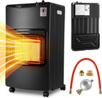 Gasheizung für Innenräume 4200W, Gasofen, 3 Stufen, 2 EU-Adapter Gasheizer mit 3 Heizstufen, ODS-System, 2 EU-Adaptern und 5 Rollen für Balkon, überdachte Terrasse und belüftete Räume