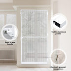Weißes Insektenschutzgitter 120 x 240 cm/120 x 210 cm/95 x 210 cm, Insektenschutzgitter mit Aluminiumrahmen, geeignet für Wohnzimmer und Balkon