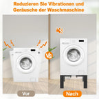 Edelstahl-Waschmaschinen-Untergestell, verstellbar 50–80 cm, mit Skalenverstellung, Vibrationsschutz & Rutschfestigkeit, Tragkraft 400 kg, für Waschmaschine/Trockner, schwarz.