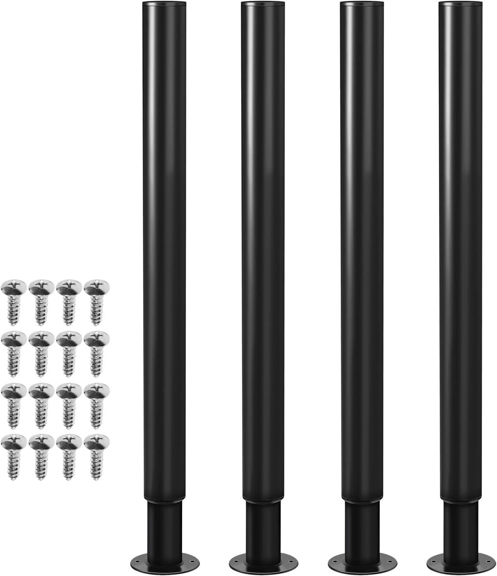 Möbelfüße 4 Stück, Tischbeine höhenverstellbar 70-110 cm, Möbelbeine aus Stahl bis 200 kg belastbar, mit 16 Schrauben, für Tisch, Schrank, Nachttisch, Schlafsofa, Schwarz/Weiß
