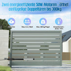 Automatischer Flügeltorantrieb Doppelflügeltorantrieb, 50W 600kg Toröffner Drehtoröffner Set Max 6m, 300kg / 3m pro Flügel mit 6 Fernbedienungen 2 Schlüssel