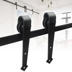 Schwarze Beschläge für Schiebetüren, pfeilförmige Beschläge für Schiebetüren, Schienen für Schiebetüren, geräuscharmer Lauf, erhältlich in den Längen 183 cm, 200 cm und 363 cm (Tür nicht im Lieferumfang enthalten)