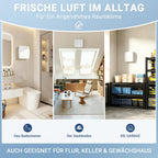 100/150-mm-Badventilator mit Feuchtigkeitssensor und Zeitschaltuhr, Schutzklasse IPX4, mit Rückschlagventil, 5 m Anschlusskabel, 35 dB, geeignet für Badezimmer, für Wand-, Glas- und Deckenmontage, weiß